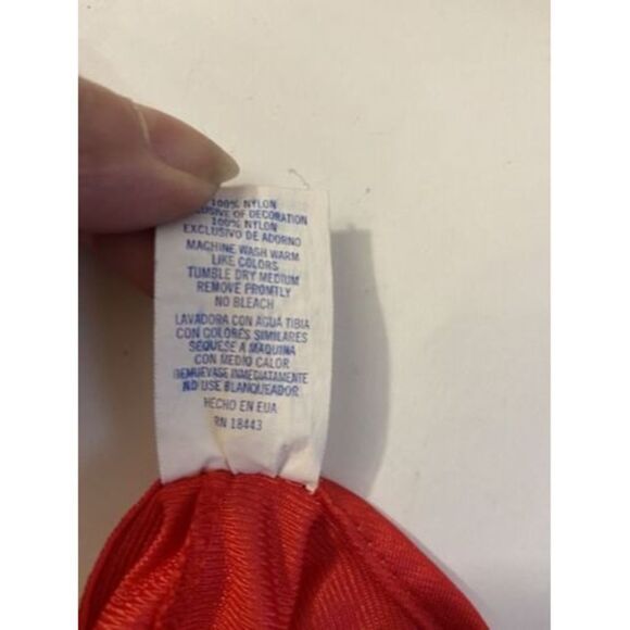 Vintage Moon Beam Baby Girl 12 M One-Piece Red Nylon Sleeper Lace Ruffles Usa - Picture 5 of 5